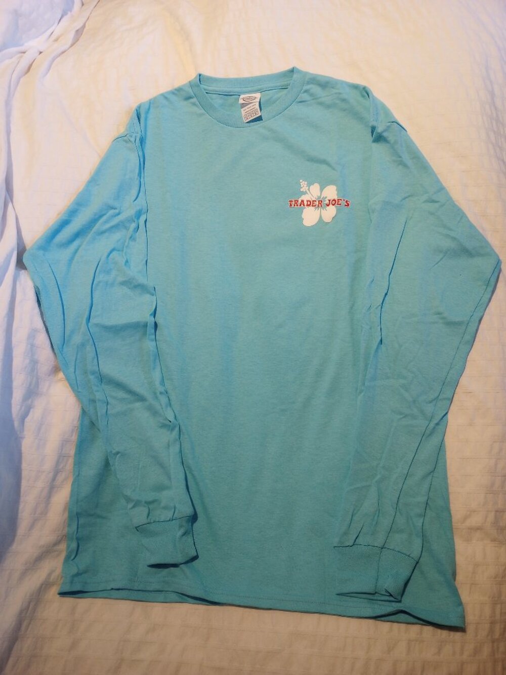 NWOT Trader Joe's Cotton Long-Sleeve Light Blue Shirt, Unisex, Size M